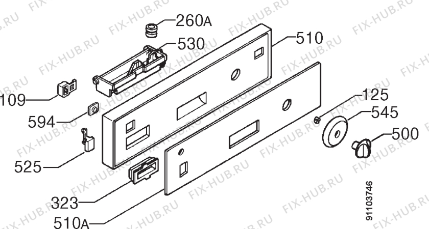 Взрыв-схема посудомоечной машины Electrolux ESI430W - Схема узла Command panel 037